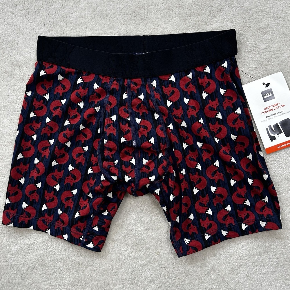 Saxx Ballpark Pouch DropTemp Men's Small Boxer Brief Underwear 6" All Over Print